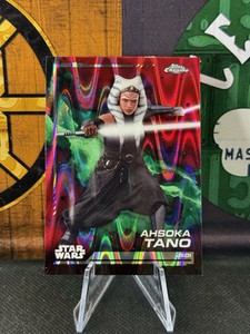 2024 Topps Chrome Star Wars Ahsoka Tano Red Blaster Raywave Refractor Card #1