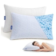 Cooling Pillows Queen Size Set of 2, Memory Foam Pillows Adjustable Firm Bed