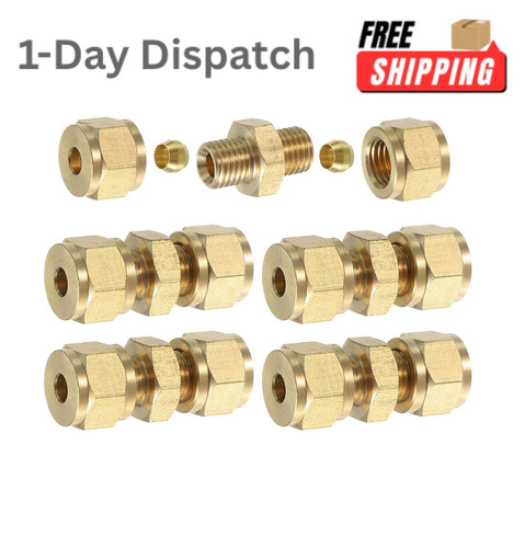 uxcell 5Pcs Brass Compression Tube Fitting 4mm OD Connector NPT Thread