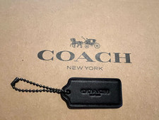 COACH Logo New York Hang Tag Charm Purse with Chain Smooth Leather 2'' x 1"