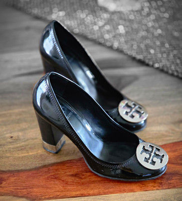 Tory Burch black patent leather wedge pumps Size 6
