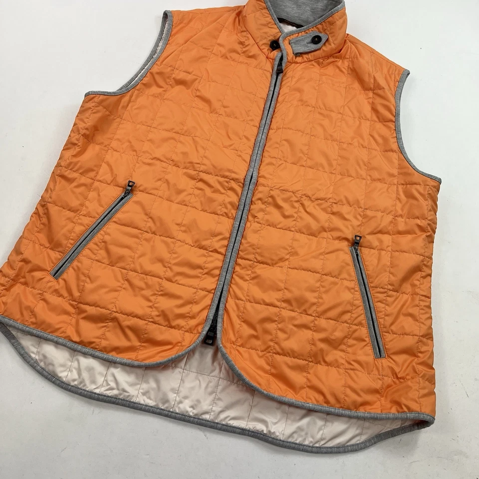 Waterville Orange Dahlia Theo Quilted Vest Full Zip made Italy Size 58 - Image 3 of 4