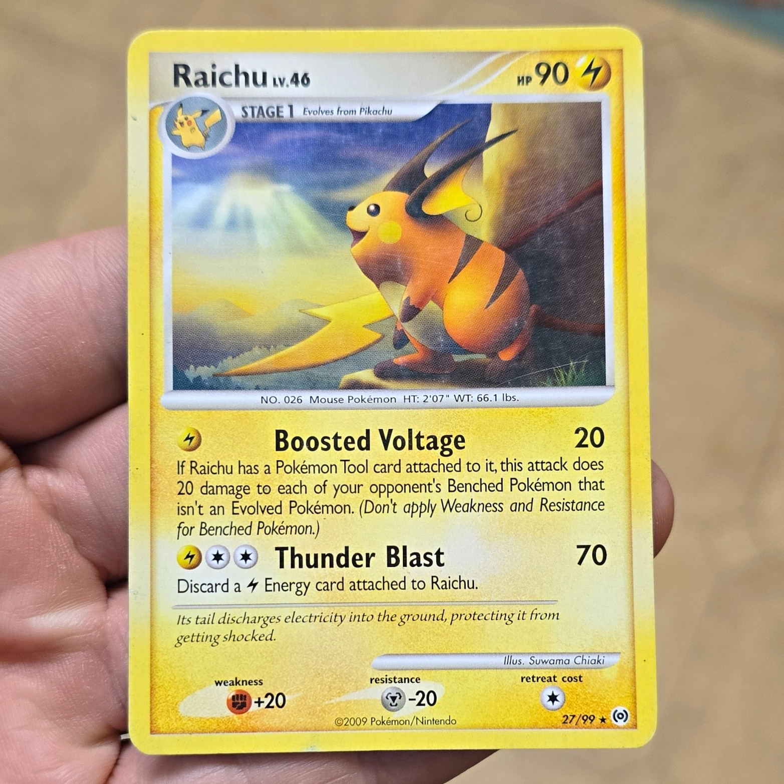 Pokemon TCG Raichu 27/99 Arceus Regular ENG 2009 90 HP Stage 1 Rare