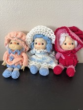 Handmade Strawberry Shortcake  Friends Crochet Doll Winter Color Theme Lot Of 3