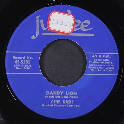 GENE NASH: dandy lion / i must have your lovin' JUBILEE 7'' Single 45 RPM