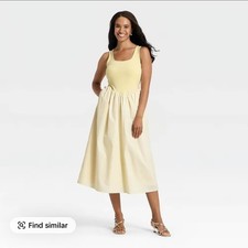 Womens Sleeveless Knit to Woven Midi Dress - ...