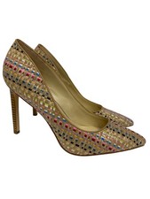 Nine West Tatiana Women's Pump Heels Pointy Toes Multicolor Raffia Size 8 NEW