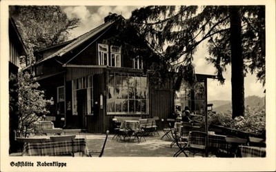 Ak Bad Harzburg am Harz, Waldhaus Rabenklippen, Terrasse - 5083385