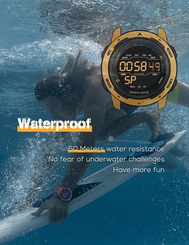 NORTH EDGE Men Smart Watch Waterproof Sport Digital Pedometer Alarm Military - Picture 5 of 19