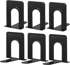 HappyHapi Book Ends, Metal Bookends for Shelves, Non-Skid End to Black 