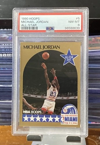 1990 Hoops All-Star #5 Michael Jordan Chicago Bulls PSA 8 NM-MT