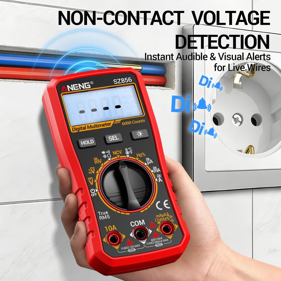 Digital Ranging Multimeter ANENG Digital Multimeter True RMS 6000 Counts Auto Range AC DC Volt Amp ...