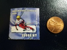 Brigitte Obermoser Alpine Skier Skiing Olympics 2001 Mocambique-Correios Stamp 