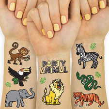 Jungle Temporary Tattoos for Kids - 30 Styles  Zoo, Boys  Girl Craft, Birthday