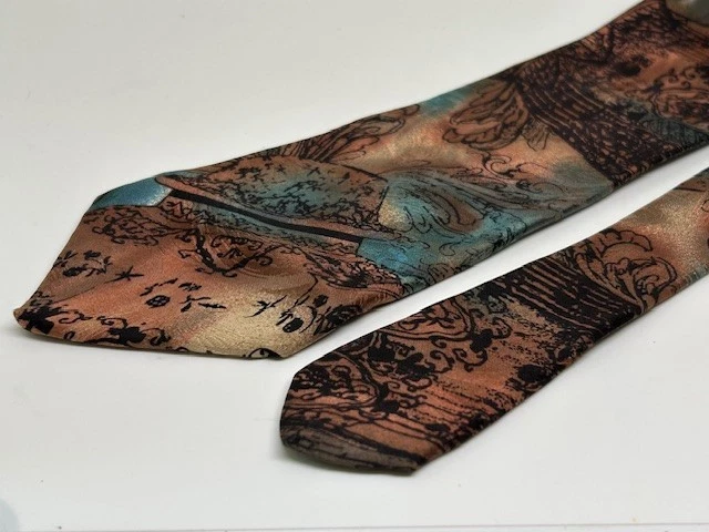 "Corbata Collezione Bellagio 100 % seda italiana 3 5/8" x 59"" sombrero y diseño floral" Foto 4 de 4