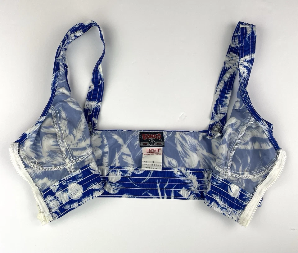 Винтажный 90-х годов Y2K бонго молнии спереди бикини бюстгальтер серфинга плавать верхний подростков размер 11 - Изображение 3 из 4