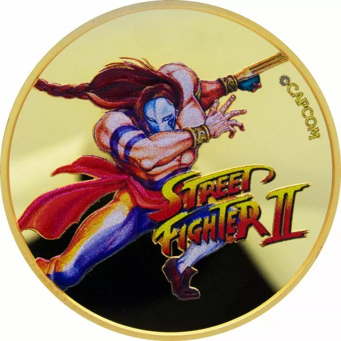 VEGA STREET FIGHTER II 30TH ANNV 2021 1 OZ GOLD PROOF LIKE COLOR COIN FIJI