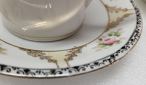 Noritake Morimura Japan Chocolate Tea Pot Set 6 Cup & Saucers Gold Roses Antique - Picture 8 of 13