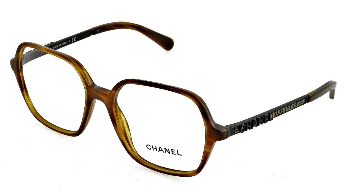 CHANEL CH 3417 1695 51mm Striped Brown Black Oversized Eyeglasses