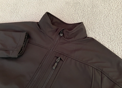 FREE COUNTRY Coat Jacket Mens LARGE Black SoftShell Full Zip Fleece Lined Pocket
