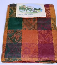 Cotton Park Cottage Tablecloth Lattice Jacquard 60" Round NEW