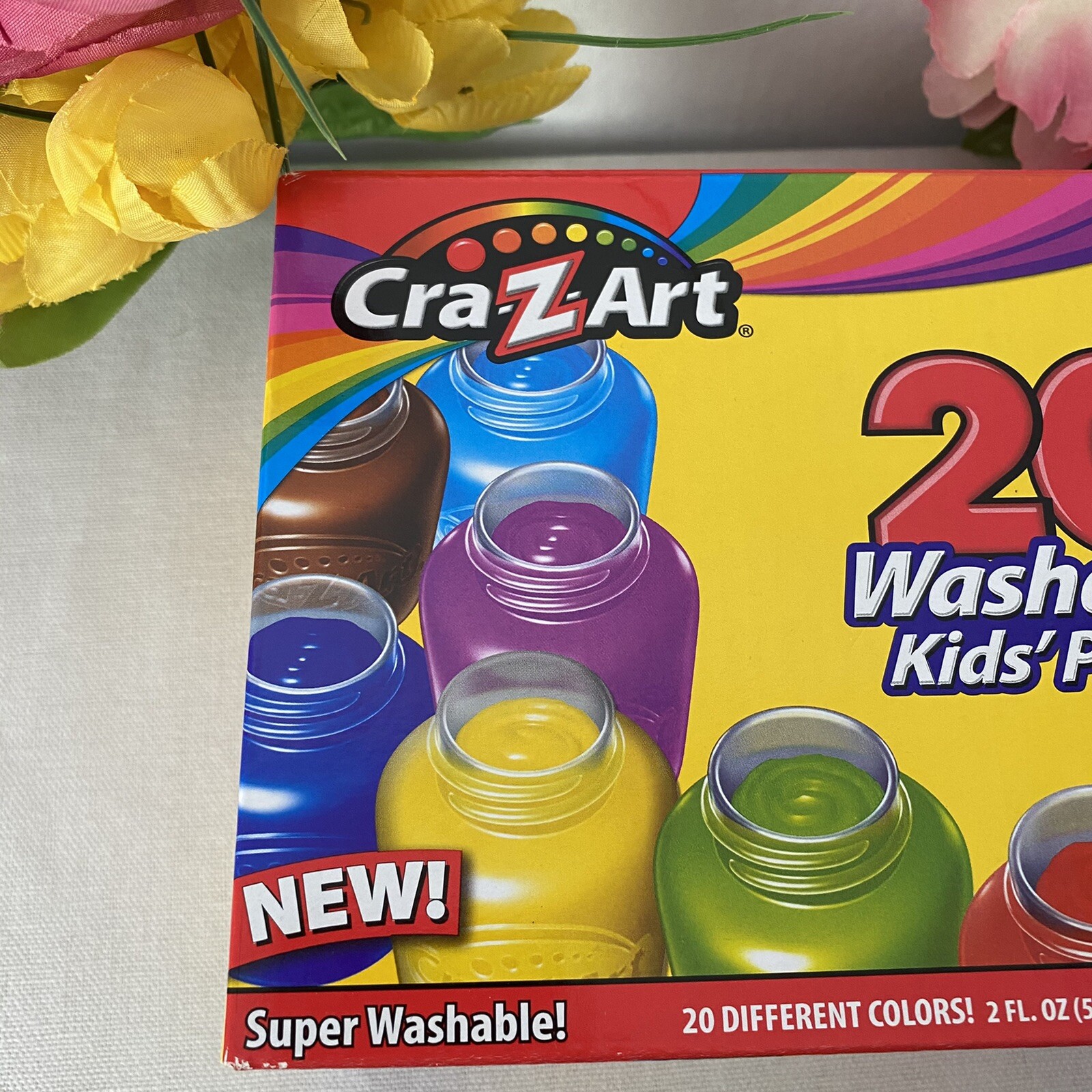 CraZArt Washable Kids Paint 20 Colors, 2fl. Oz Each, Total 40 Fl. Oz