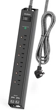 Surge Protector Power Strip - Extension Cord with 6 AC Outlets 4 USB (2 USB-C Po