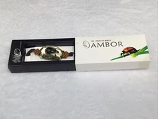 Ambor The Insects World Green Beetle Resin Specimen Brown Bracelet