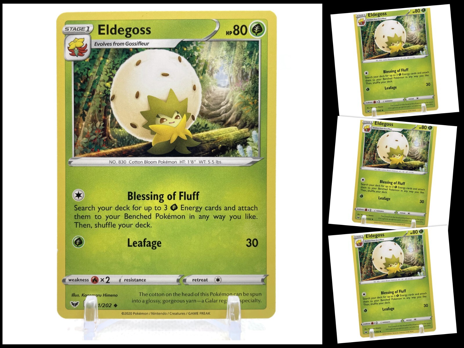 Pokemon Sword & Shield BASE SET 021/202 Eldegoss 4X Mint/NM TCG Playset X4
