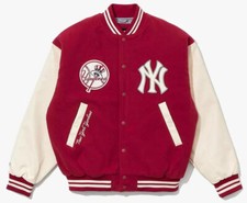 NY Yankees Red varsity Jacket With Pure Leather Sleeves