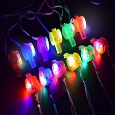 Glow Whistle Necklace Party Supplies LED Light Up Whistle Glow in The Dark Party