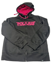 Women's Size Large POLARIS Full Zip BLACK PINK Hoodie Sweatshirt Top
