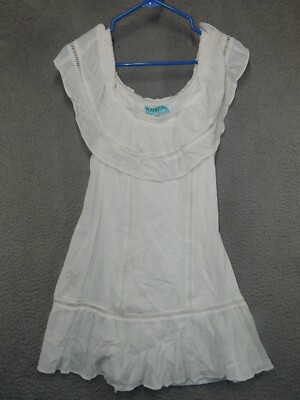 Aina Bo Womens White Cocktail Dress Rayon Size Small A Line Round Neck