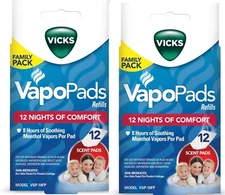 Vicks Menthol Vapors Scent Pad Replacements VSP-19FP 12 Pack Each=24  Lot of 2