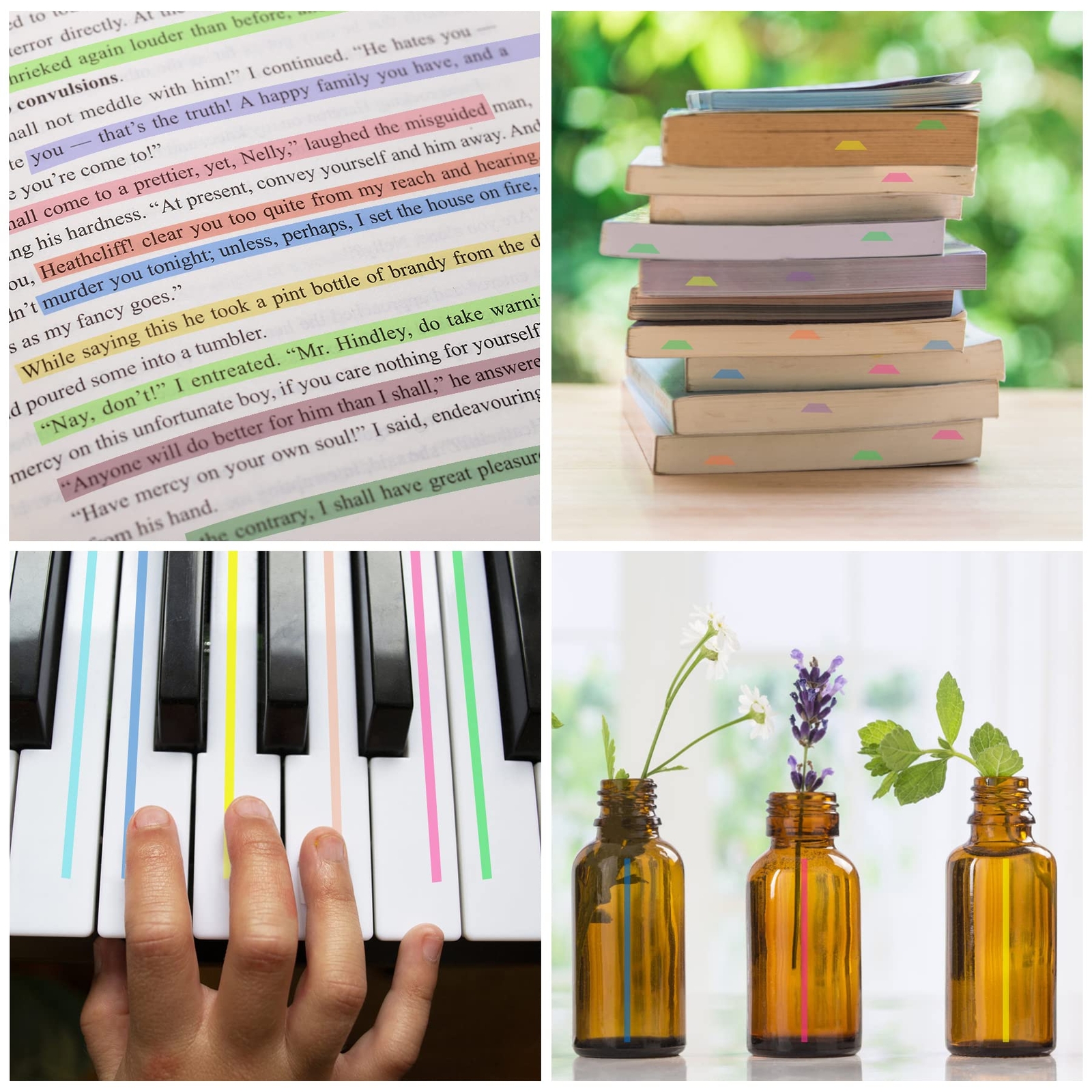 960PCS Highlighter Tape for Books, 6 Sheets Long Sticky Notes Tabs for Annota...