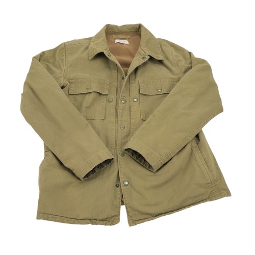 Wallace & Barnes x J. Crew Snap Button Fleece Lined Khaki Green Bomber Jakcet - Picture 2 of 12