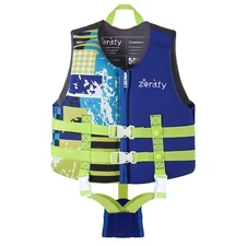 Neoprene Kids Swim Vest - Adjustable Float Aid 20-80Lbs Dual Safety Strap(Blue)