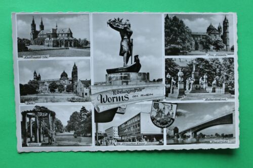 pocztówka fotograficzna 9) AK Worms 1958 Liebfrauenkirche Dom Rheinbrücke Pomnik Lutra Budynek  - Zdjęcie 1 z 2