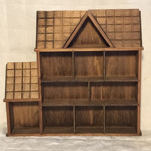 Vintage Wood Shelf House Shaped Knick Knack Curio Display Trinket 11" x10" - Picture 1 of 11