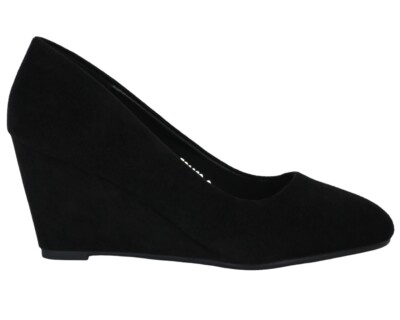 Keilpumps 7,5 cm KOMFORTABLE DAMENSCHUHE AUS SCHWARZEM WILDLEDER