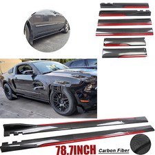 For Ford Mustang Carbon Fiber Look Side Skirt Extension Spoiler-splitter Q