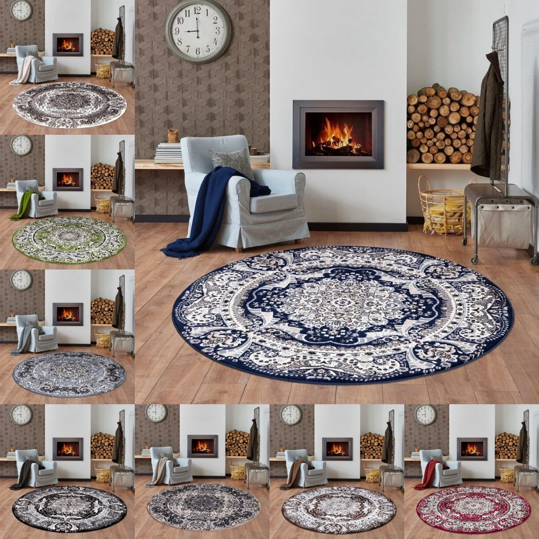 Non Slip Round Traditional Rugs Living Room Bedroom Circle Carpet Floor Mats