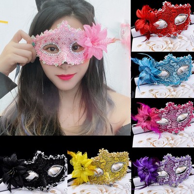 Venice Halloween Mask Side Flower Rose Lace Mask Makeup Ball Party Mask