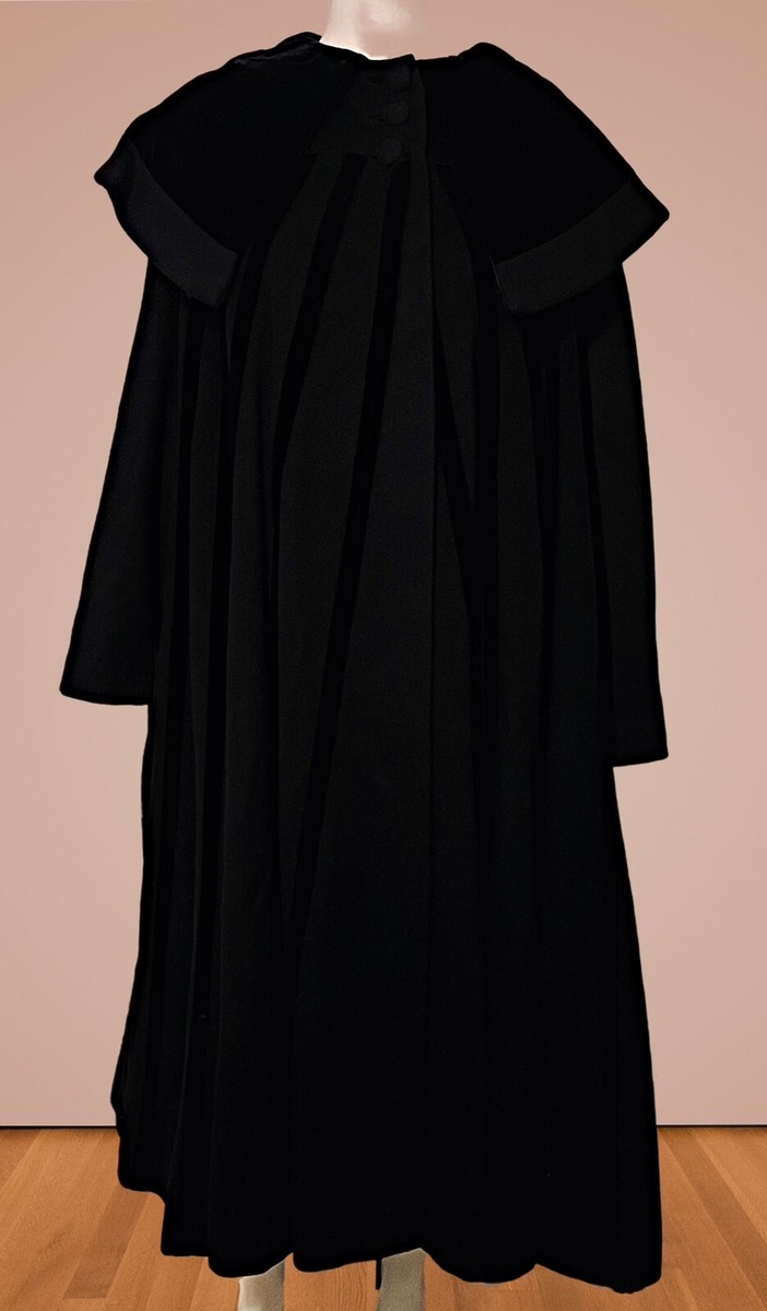 Vintage Rare 1950's Lilli Ann Black Brushed Wool Swing Cape