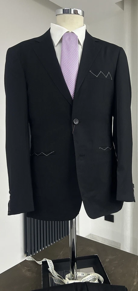 Traje Para Hombre Negro Calce Ajustado Dr.7 Lana Tasmania 46 48 50 52 54 56 58 Otoño Invierno Foto 2 de 4