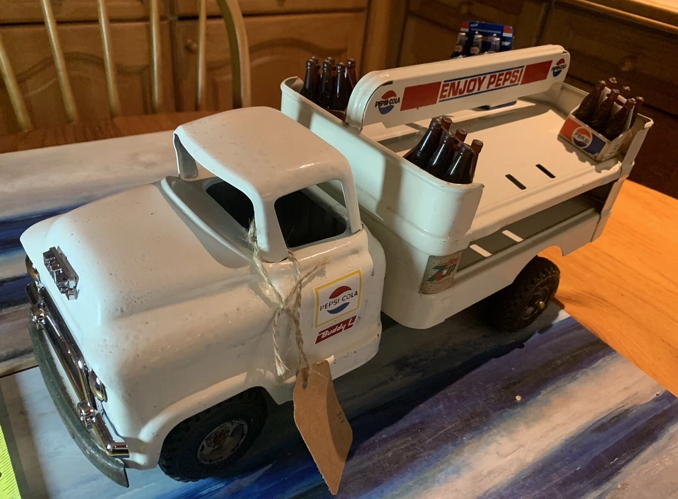 Игрушка грузовик доставки Buddy L прессованная сталь Pepsi Cola GMC 1950-е 15 дюймов 38 см - Изображение 3 из 4