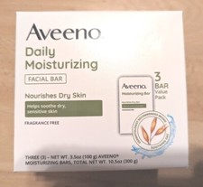 Aveeno Daily Moisturizing Facial Cleansing Bar for Dry Skin, 3.5 oz x 3