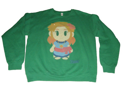 Zelda Nintendo Men's Link's Awaking Jersees Sweatshirt Large Green