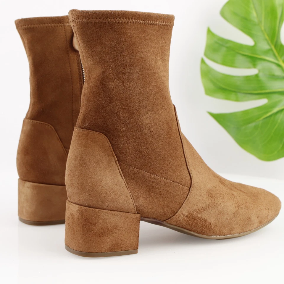 Bota Kenneth Cole Gentle Souls para mujer Elaine talla 9,4 botín de gamuza camel con tacón Foto 3 de 4