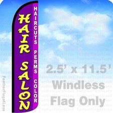 HAIR SALON HAIRCUTS PERMS COLOR - Windless Swooper Feather Flag 2.5x11.5 Sign pz